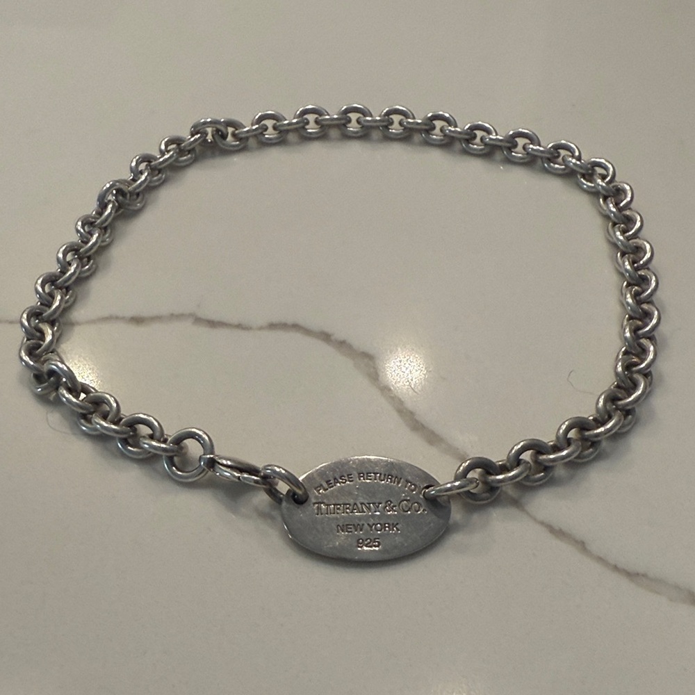 Tiffany & Co. Silver Chain Necklace with Oval Tag